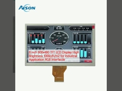 8 ιντσών 800x480 TFT LCD οθόνη υψηλή φωτεινότητα 1000cd/m2 για βιομηχανικές εφαρμογές RGB Interfacde